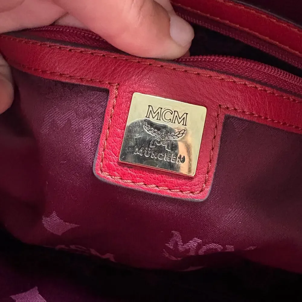 Authentic MCM Red Leather Shoulder Bag